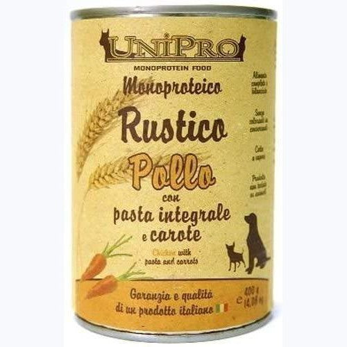Unipro Rustico Pollo Pasta Integrale e Carote 400gr Lattina Unipro Rustico Pollo Pasta Integrale e Carote 400gr Lattina